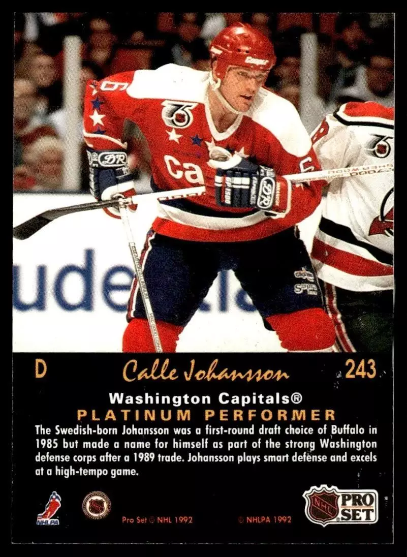 1991-92 Pro Set Platinum #243 Calle Johansson 1