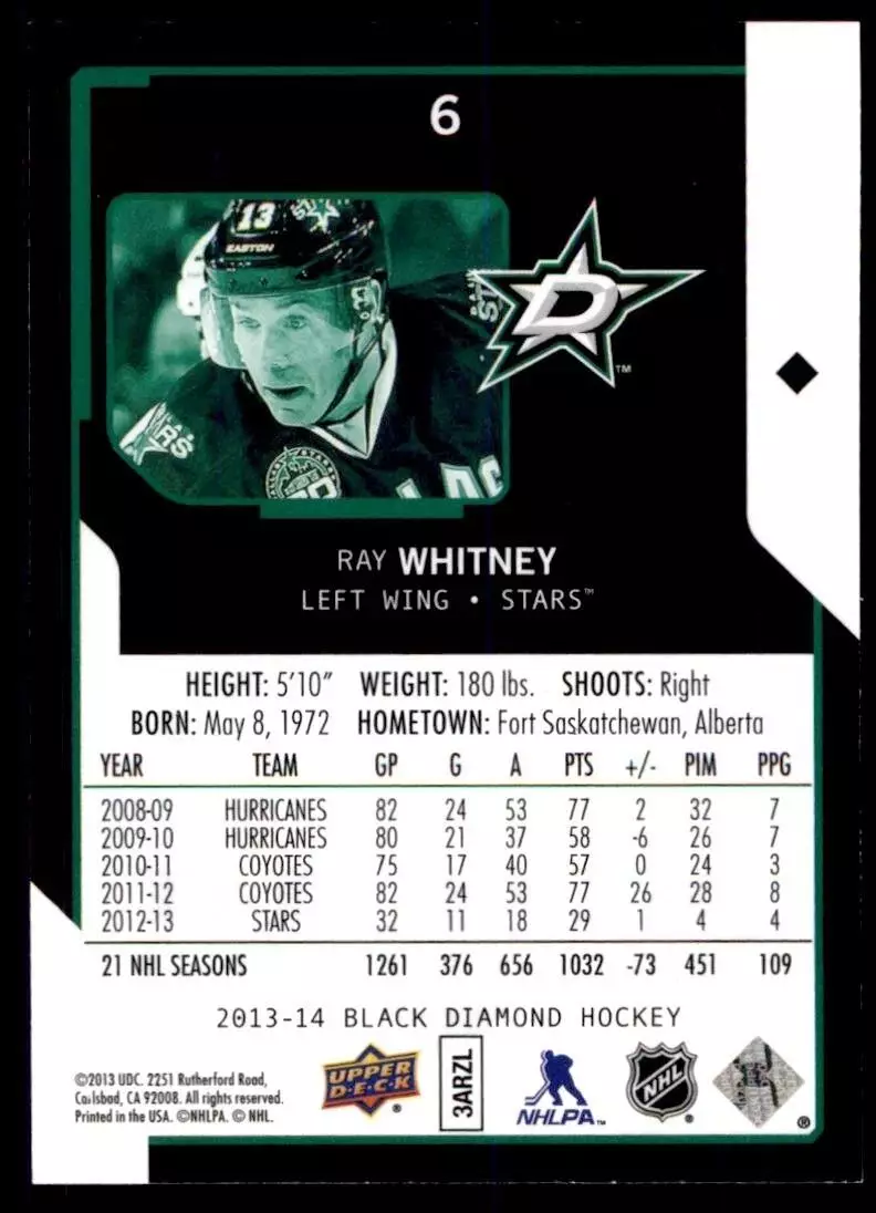 2013-14 Upper Deck Black Diamond #6 Ray Whitney 1
