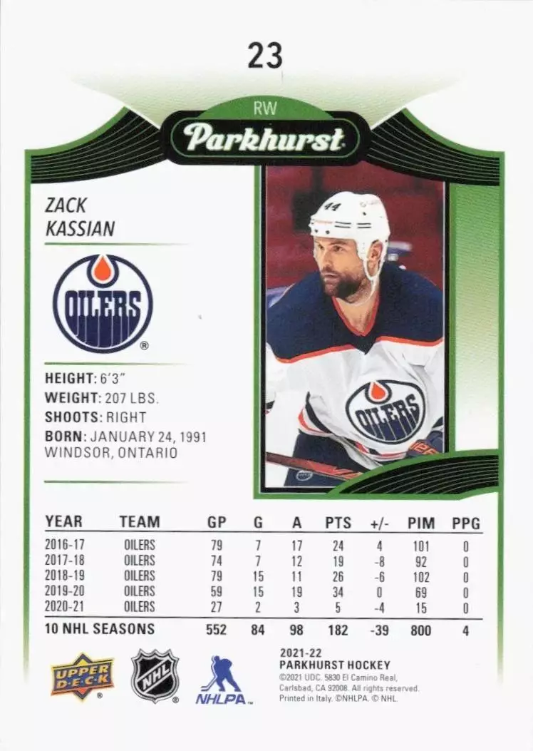 2021-22 Parkhurst #23 Zack Kassian 1