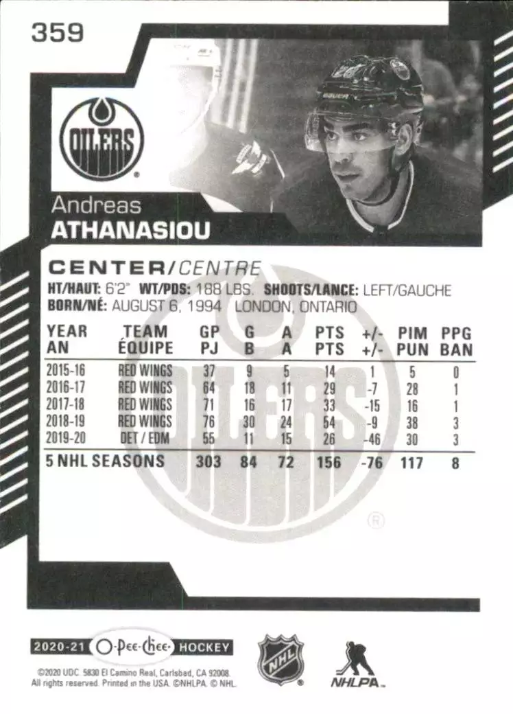2020-21 O-Pee-Chee #359 Andreas Athanasiou 1