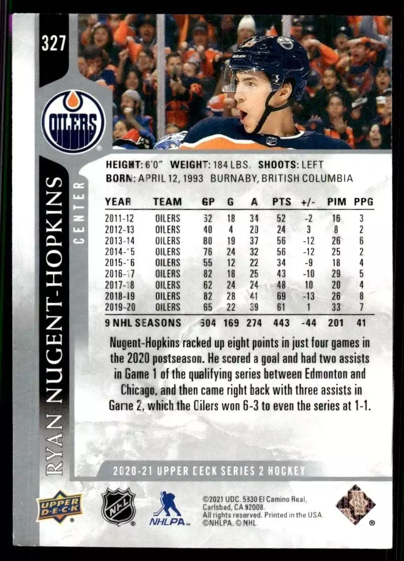 2020-21 Upper Deck #327 Ryan Nugent-Hopkins 1