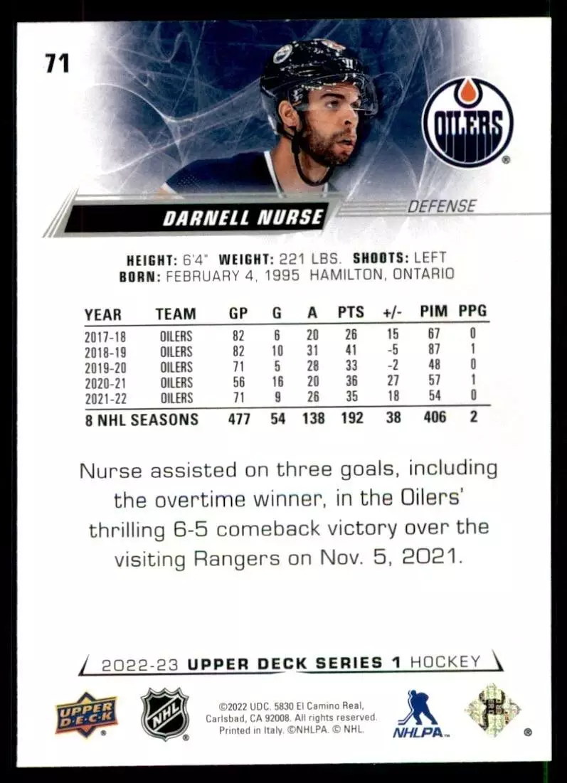 2022-23 Upper Deck #71 Darnell Nurse 1