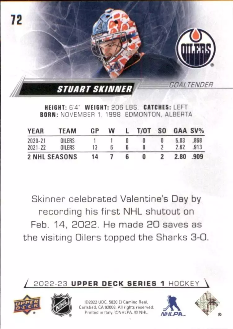 2022-23 Upper Deck #72 Stuart Skinner 1
