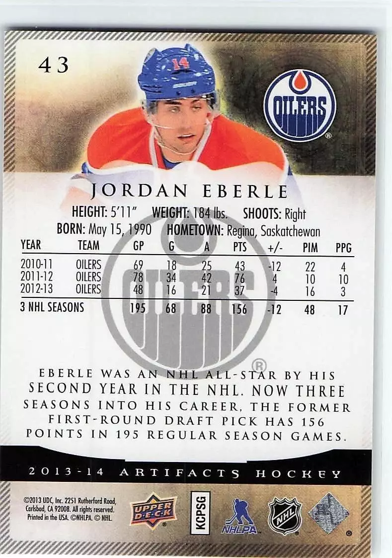 2013-14 Upper Deck Artifacts #43 Jordan Eberle 1