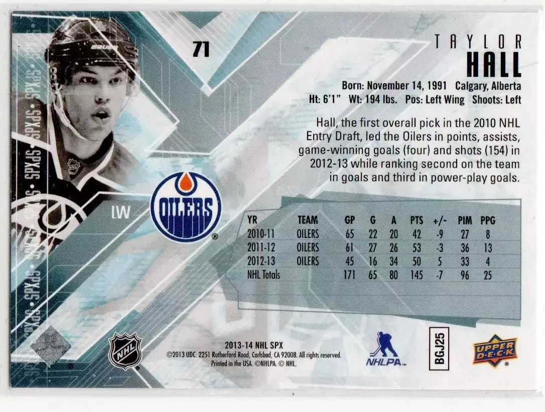 2013-14 SPx #71 Taylor Hall 1