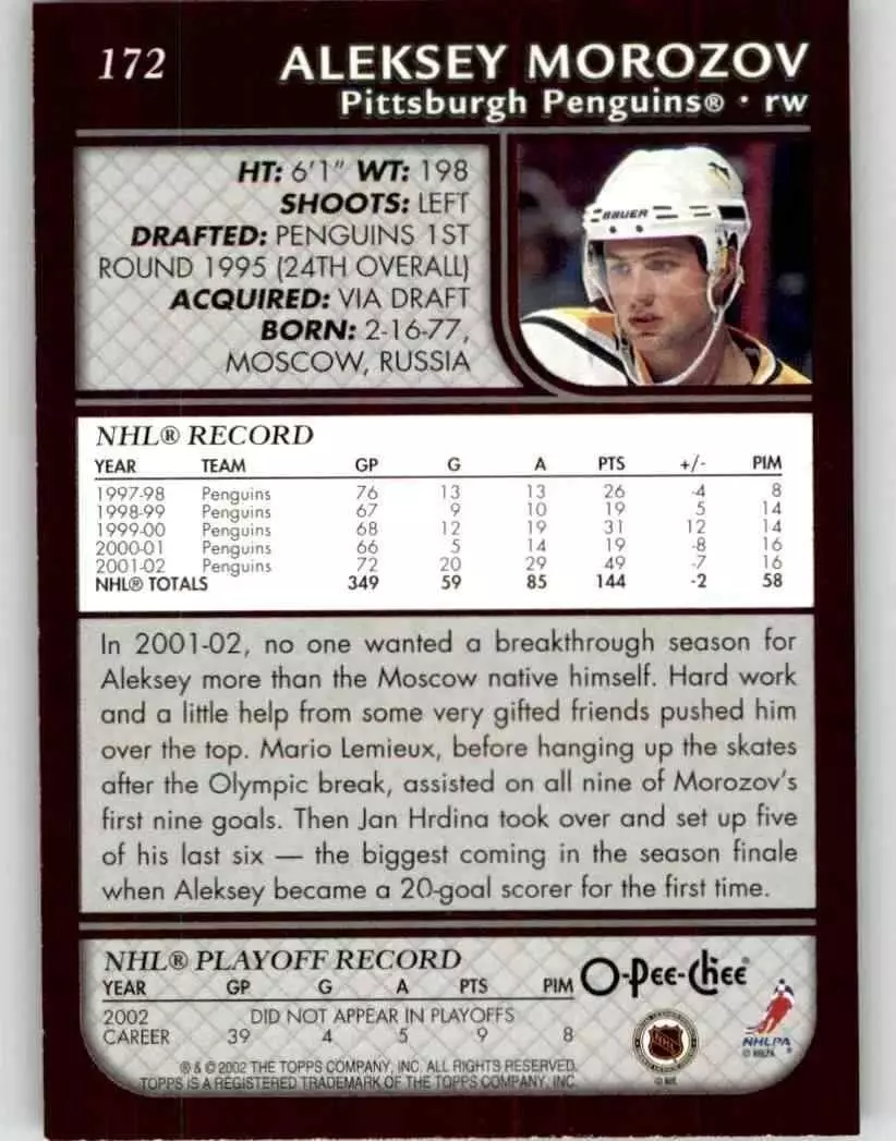 2002-03 O-Pee-Chee #172 Alexei Morozov 1