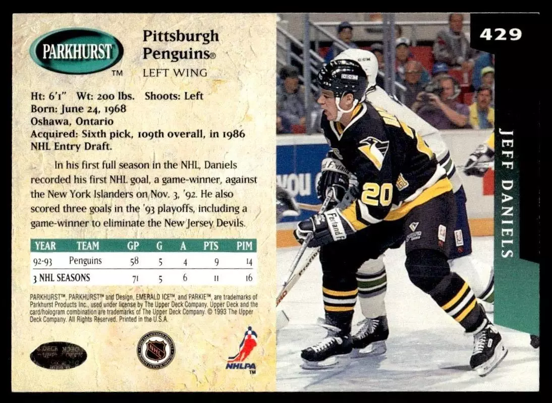 1993-94 Parkhurst #429 Jeff Daniels 1