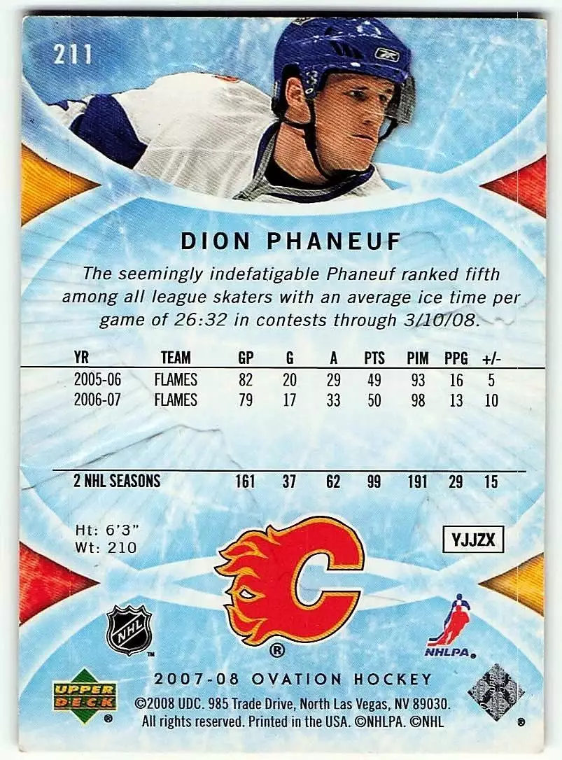2007-08 Upper Deck Ovation #211 Dion Phaneuf 1