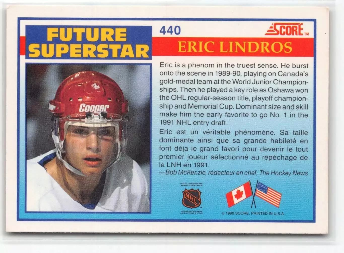 1990 Score #440 Eric Lindros 1