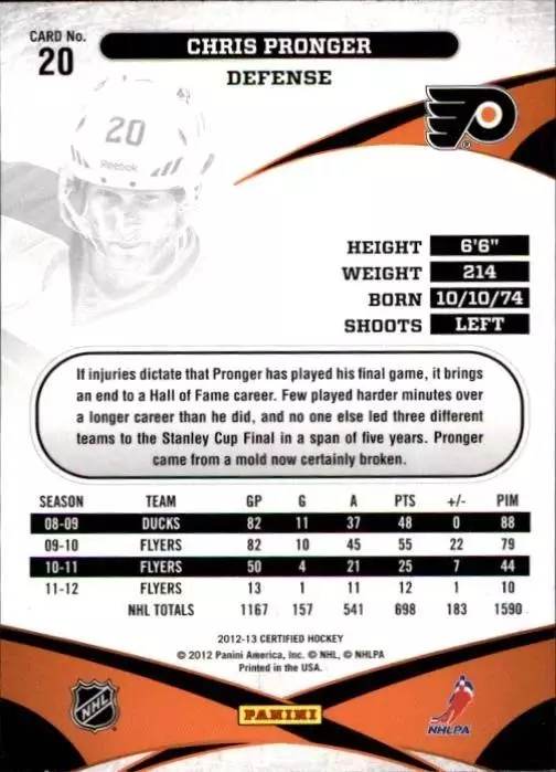 2012-13 Certified #20 Chris Pronger 1
