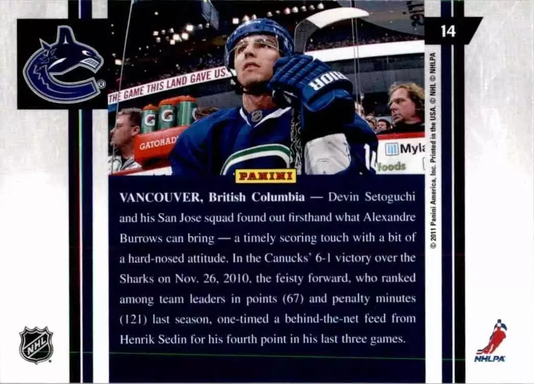 2010-11 Pinnacle #14 Alexandre Burrows 1