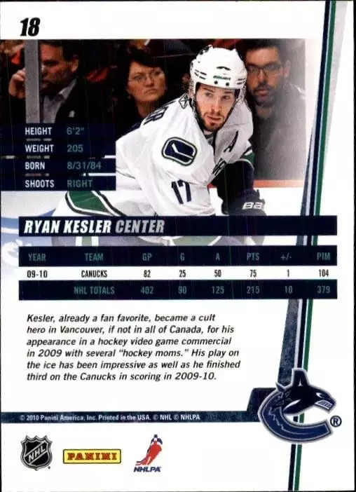 2010-11 Donruss #18 Ryan Kesler 1