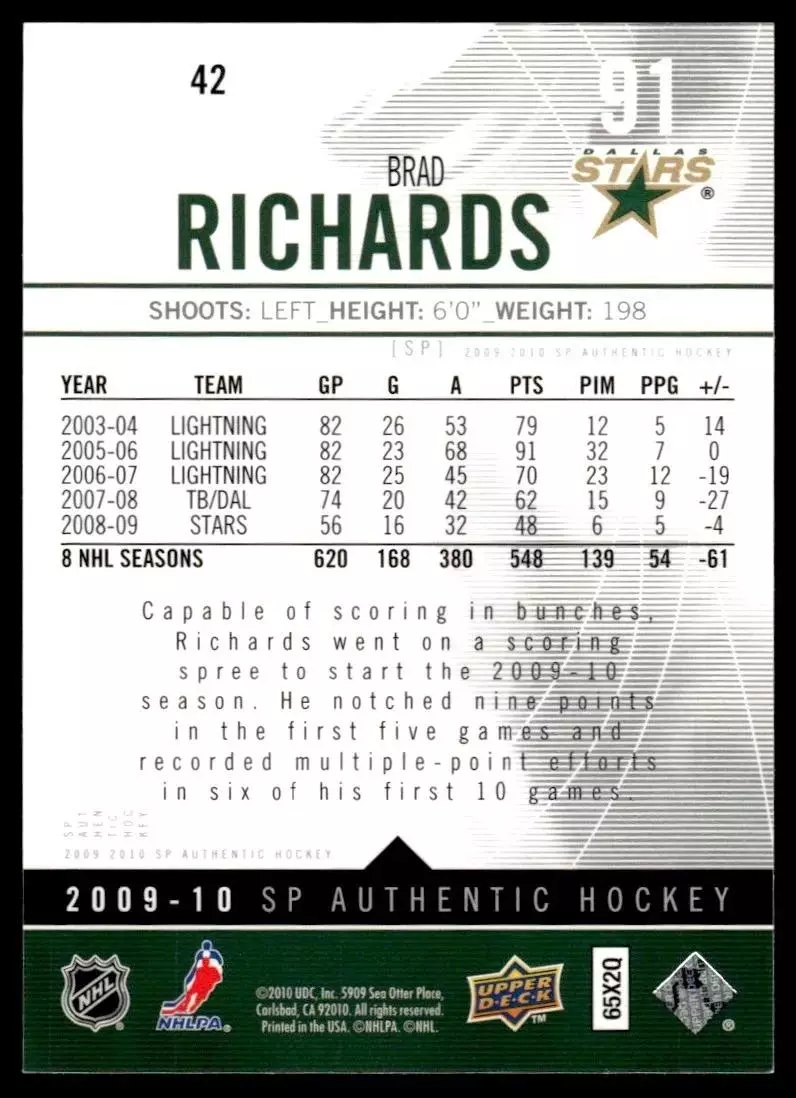 2009-10 SP Authentic #42 Brad Richards 1