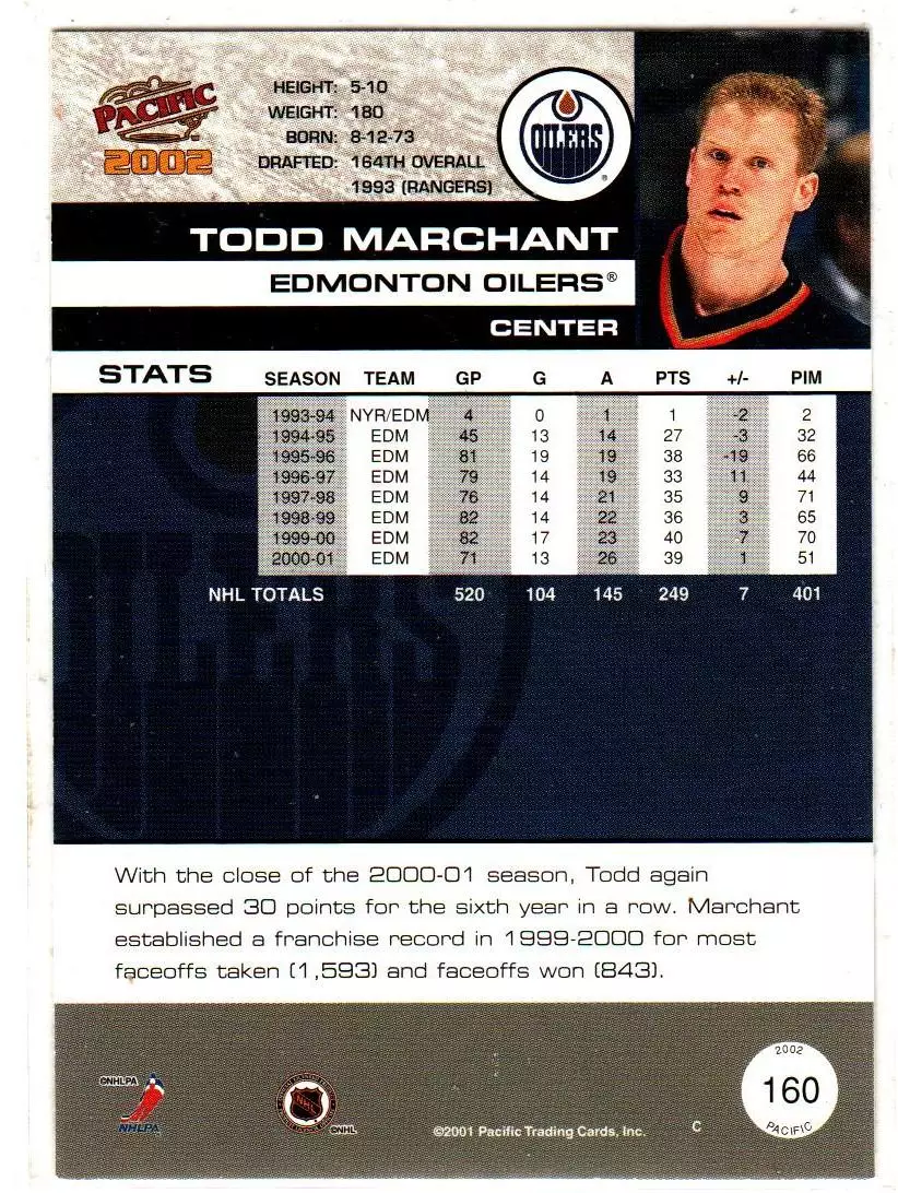 2001-02 Pacific #160 Todd Marchant 1