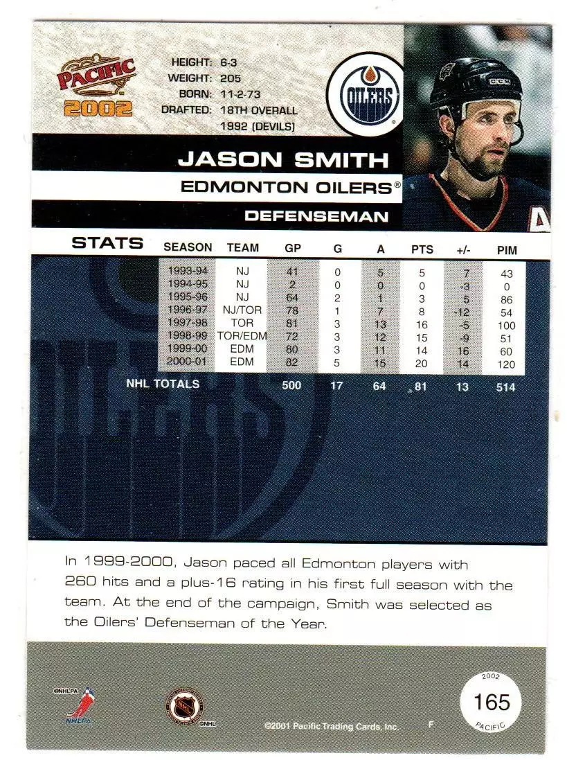 2001-02 Pacific #165 Jason Smith 1