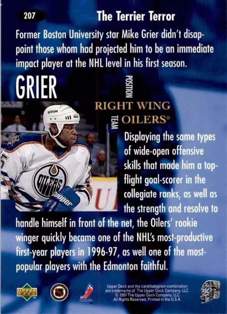 1997-98 Upper Deck #207 Mike Grier 1