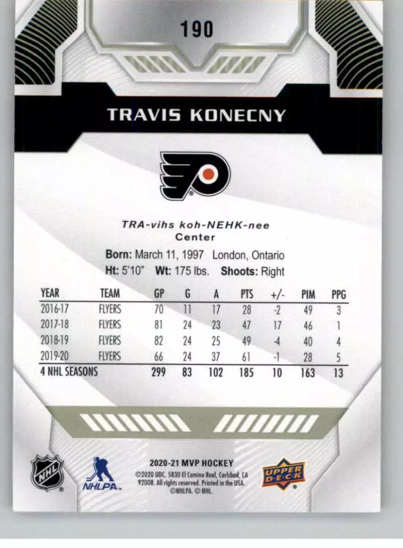 2020-21 Upper Deck MVP #190 Travis Konecny 1