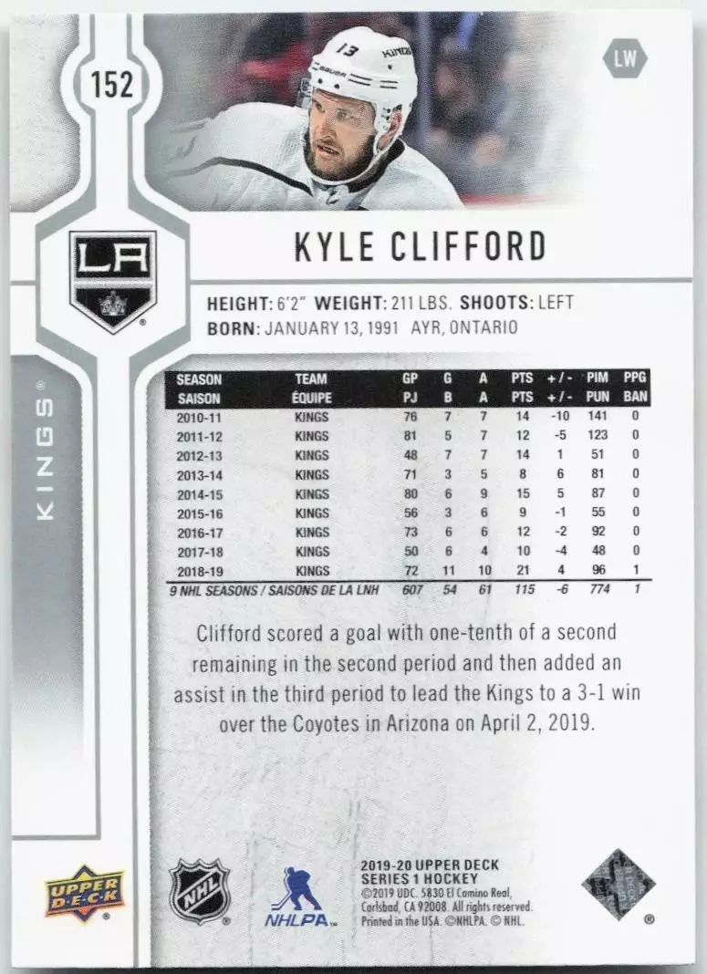 2019-20 Upper Deck #152 Kyle Clifford 1