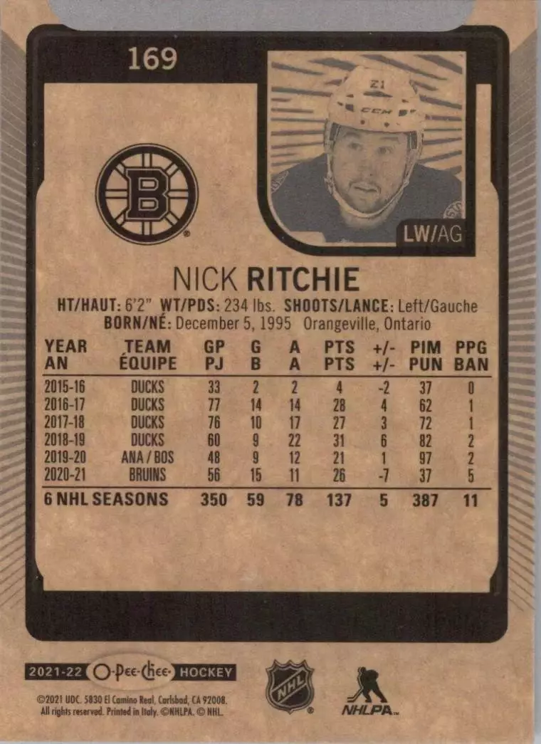 2021-22 O-Pee-Chee #169 Nick Ritchie 1