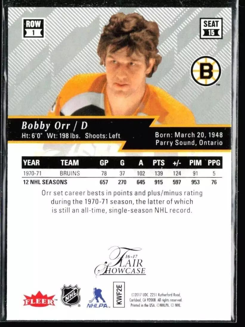 2016-17 Fleer Showcase Flair #15 Bobby Orr 1