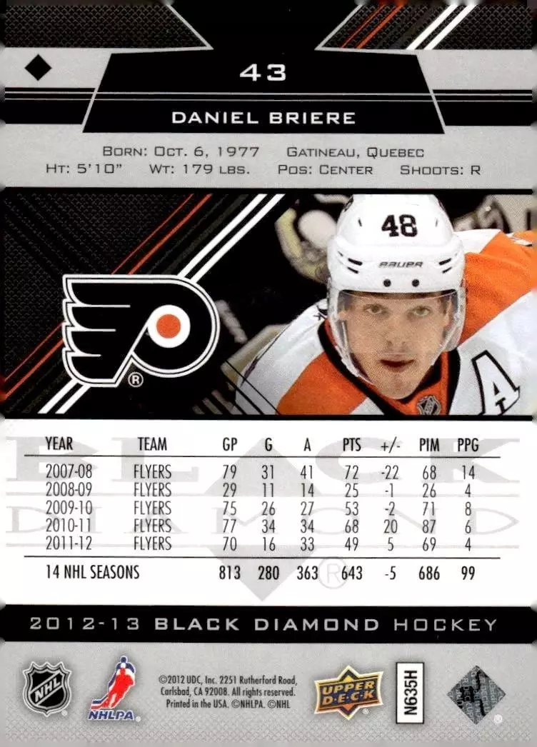 2012-13 Black Diamond #43 Daniel Briere 1