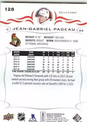 2018-19 Upper Deck #128 Jean Gabriel Pageau 1
