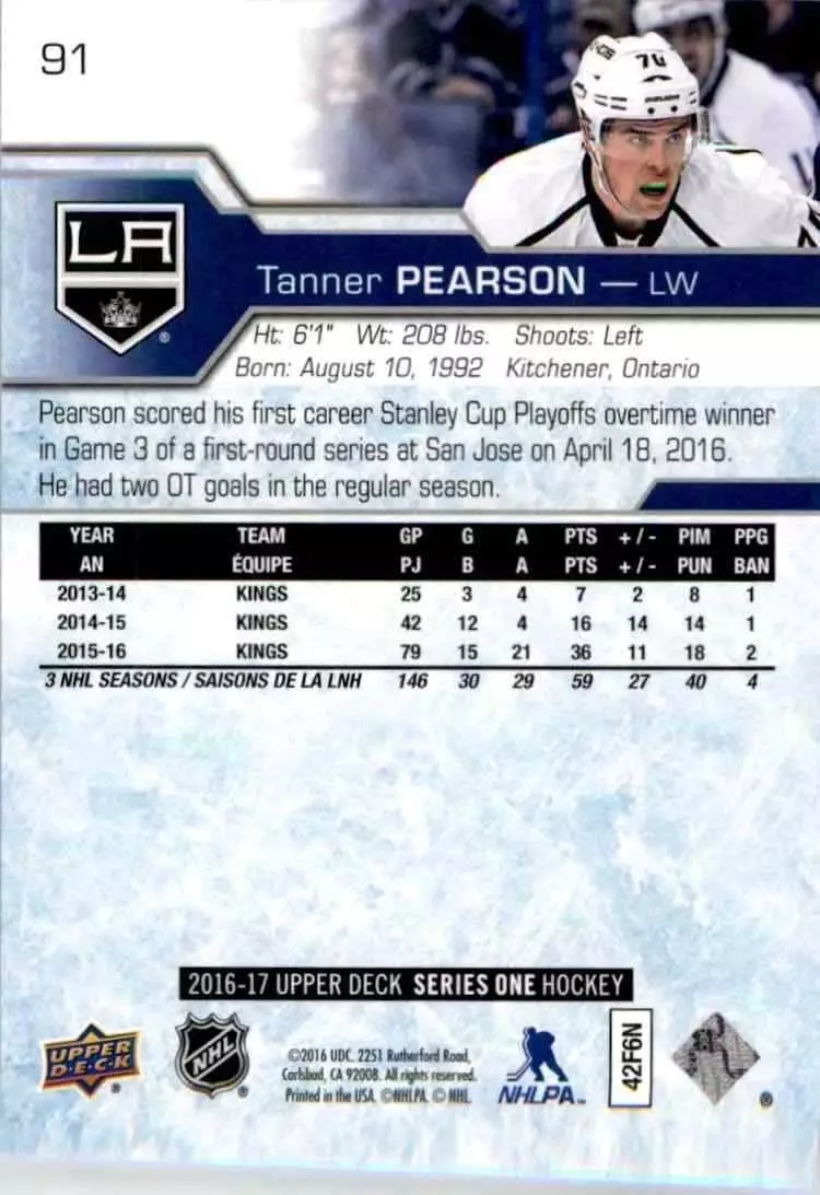 2016-17 Upper Deck #91 Tanner Pearson 1