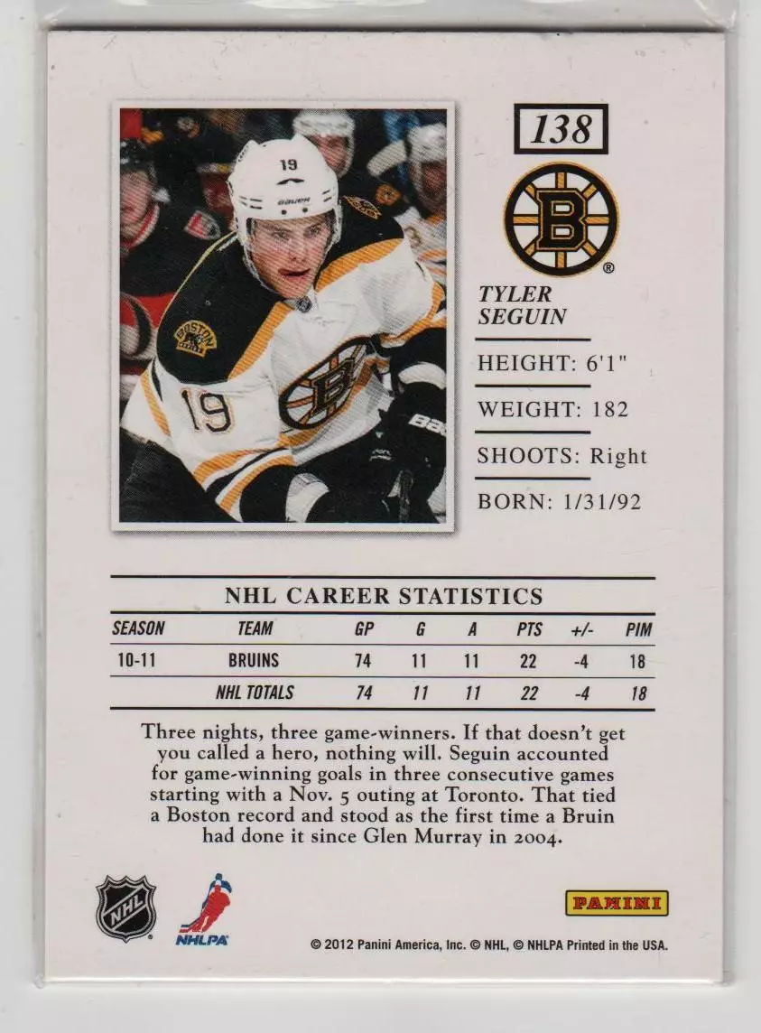 2011-12 Elite #138 Tyler Seguin 1