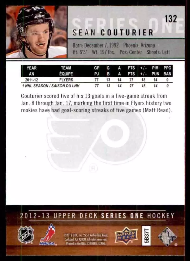 2012-13 Upper Deck #132 Sean Couturier 1