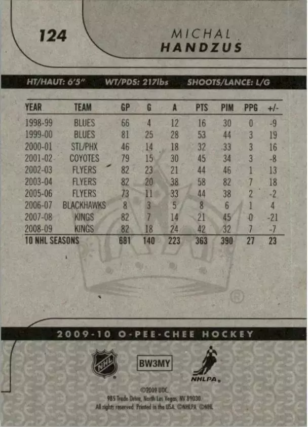 2009-10 O-Pee-Chee #124 Michal Handzus 1