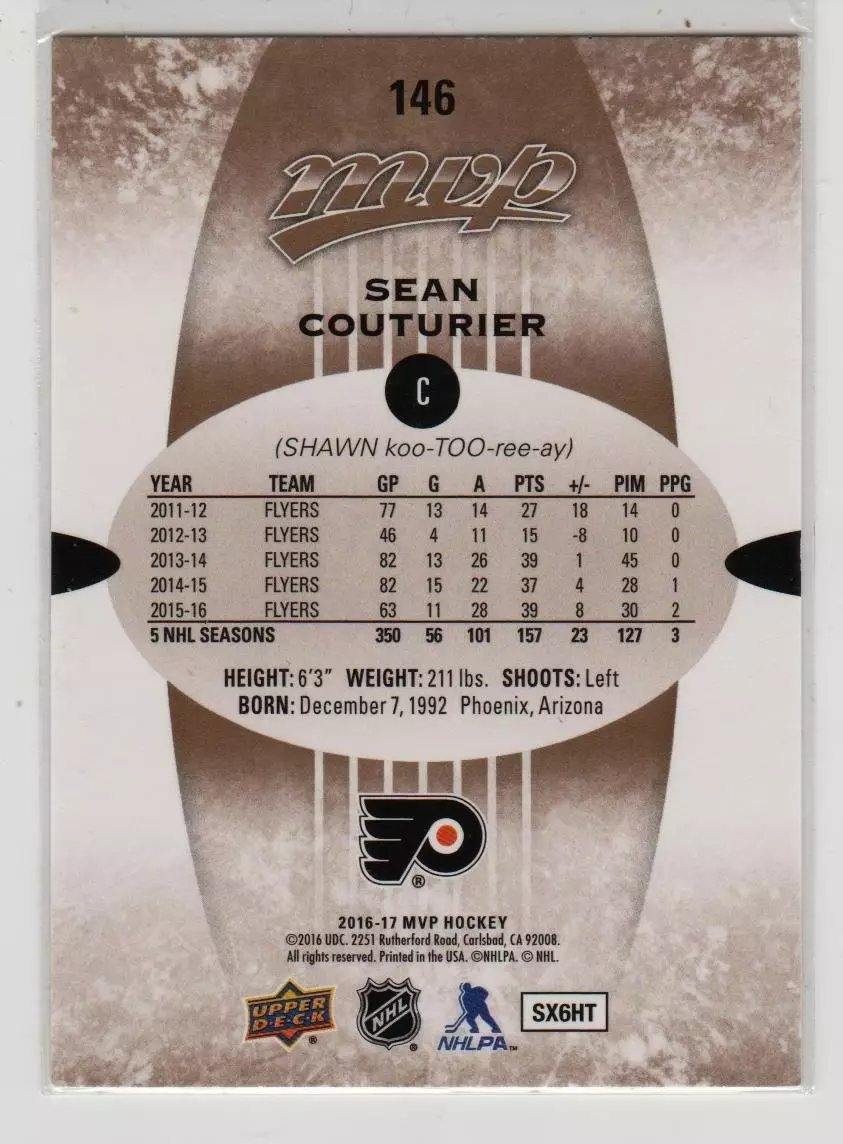 2016-17 Upper Deck MVP #146 Sean Couturier 1