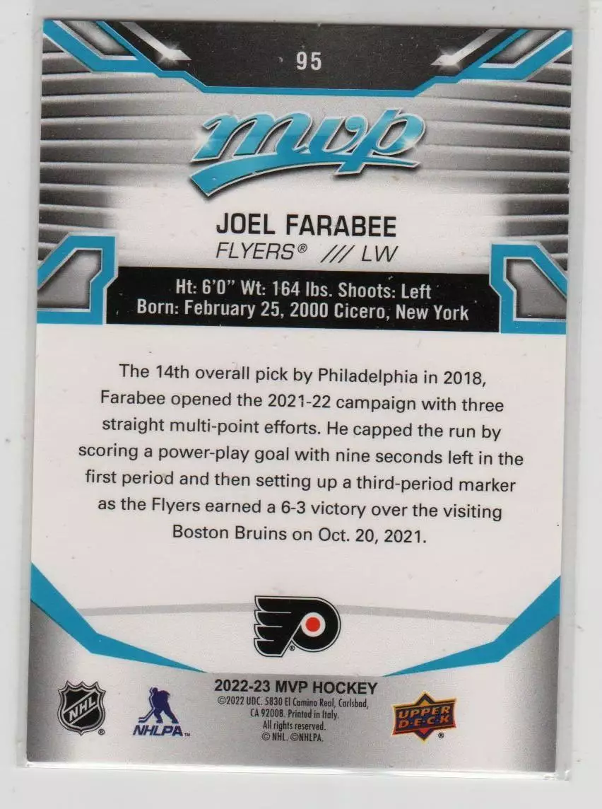 2022-23 Upper Deck MVP #95 Joel Farabee 1