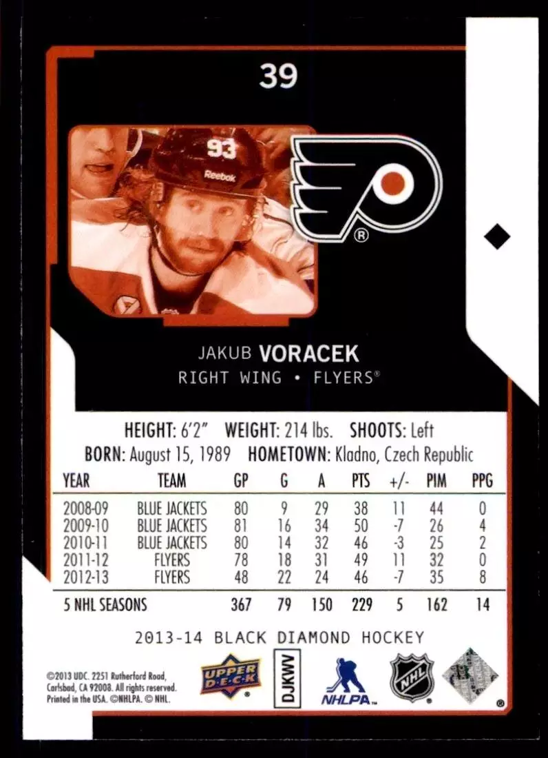 2013-14 Black Diamond #39 Jakub Voracek 1
