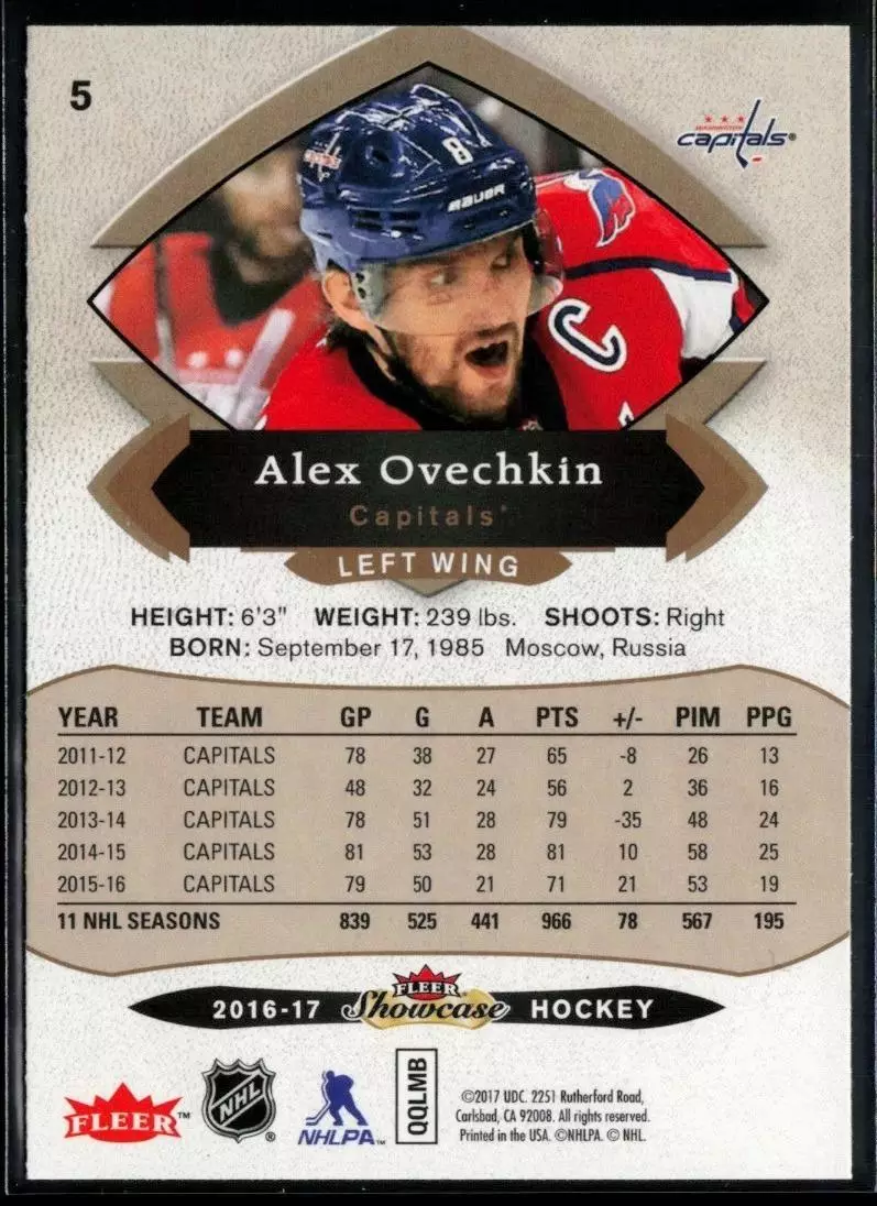 2016-17 Fleer Showcase #5 Alex Ovechkin 1