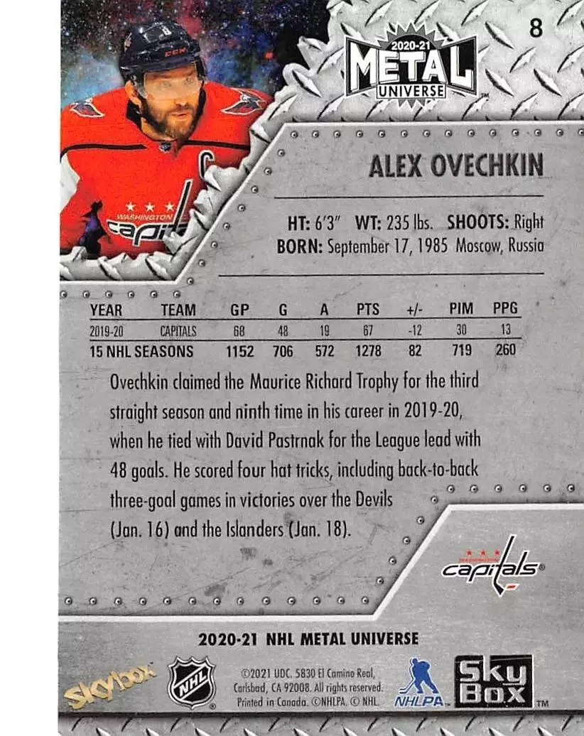 2020-21 Metal Universe #8 Alexander Ovechkin 1