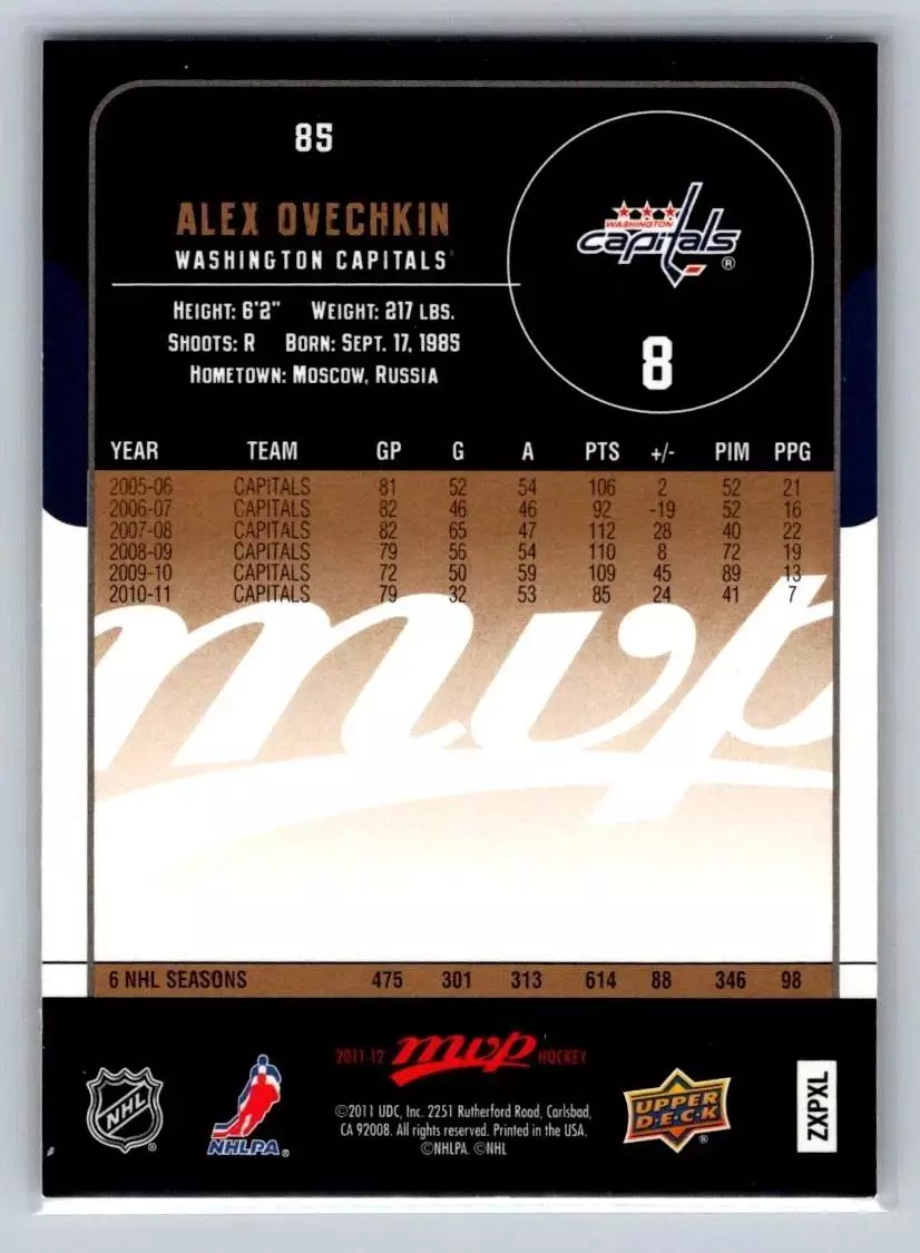 2011-12 Upper Deck Victory MVP #85 Alexander Ovechkin 1