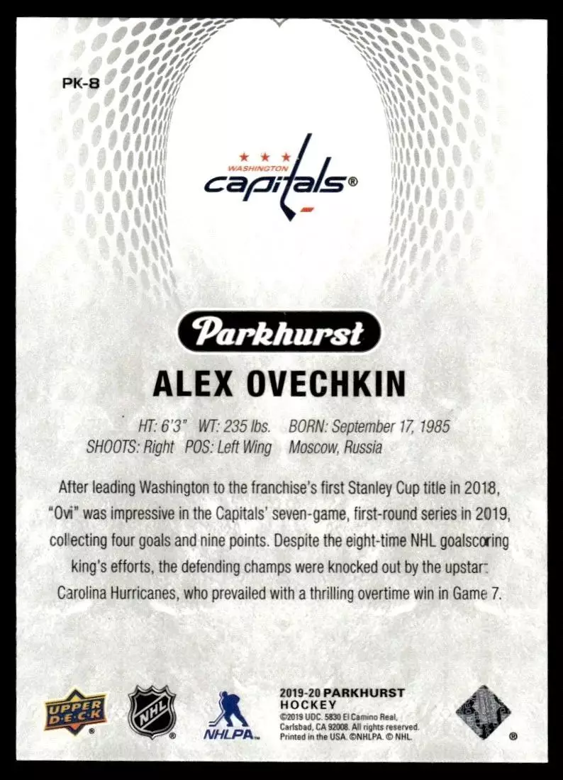 2019-20 Parkhurst Parkies #PK-8 Alexander Ovechkin 1