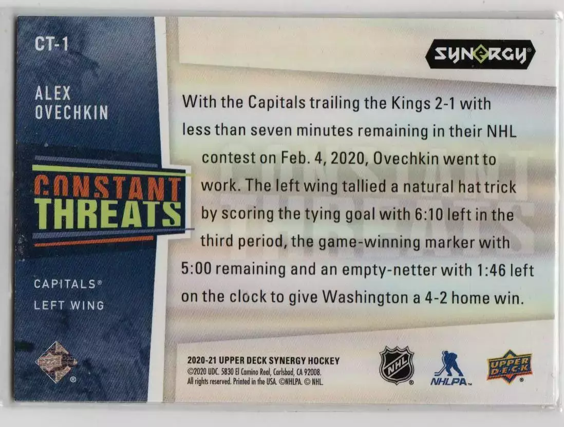 2020-21 Synergy Constant Threats #CT1 Alex Ovechkin 1