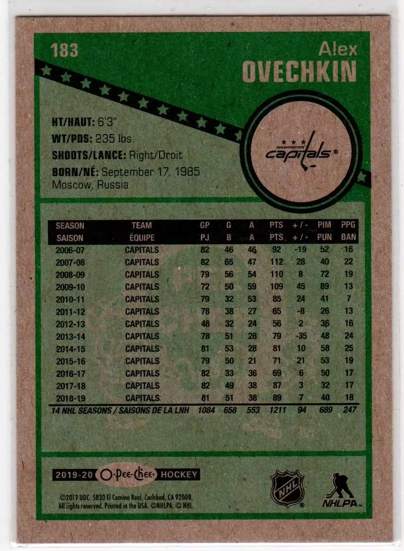 2019-20 O-Pee-Chee Retro #183Alexander Ovechkin 1