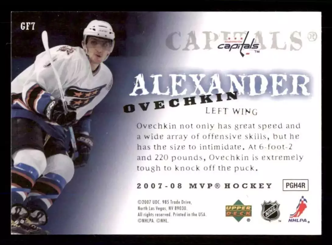 2007-08 Upper Deck MVP Game Faces #GF7 Alexander Ovechkin 1