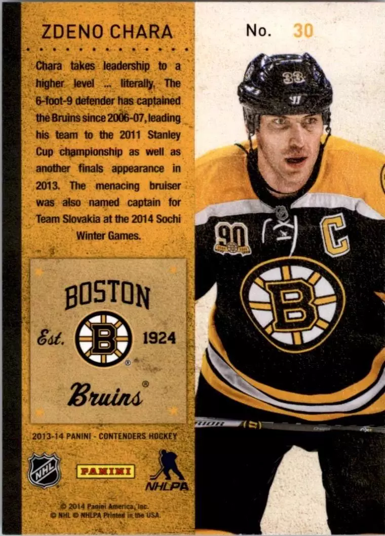 2013-14 Panini Contenders #30 Zdeno Chara 1