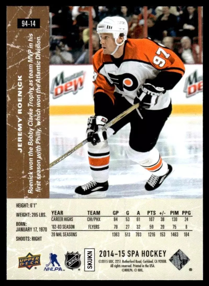 2014-15 SP Authentic '94-95 SP Retro #14 Jeremy Roenick 1