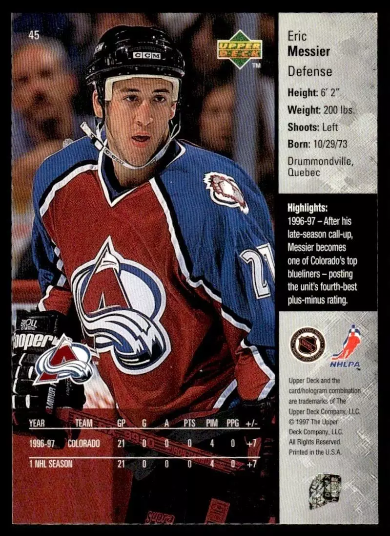 1997-98 Upper Deck #45 Eric Messier RC 1