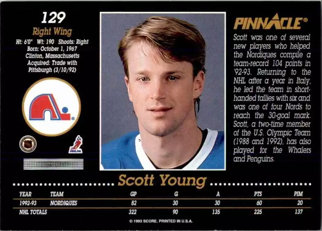 1993-94 Pinnacle #129 Scott Young 1