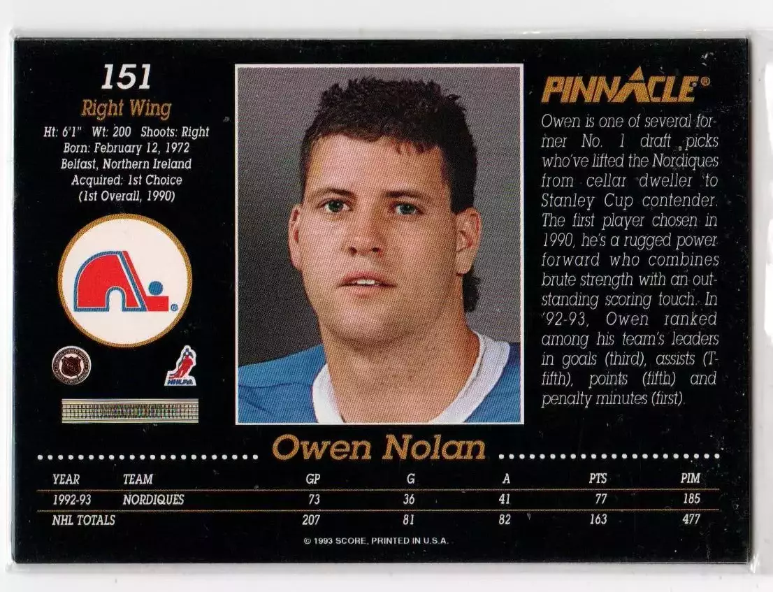 1993-94 Pinnacle #151 Owen Nolan 1