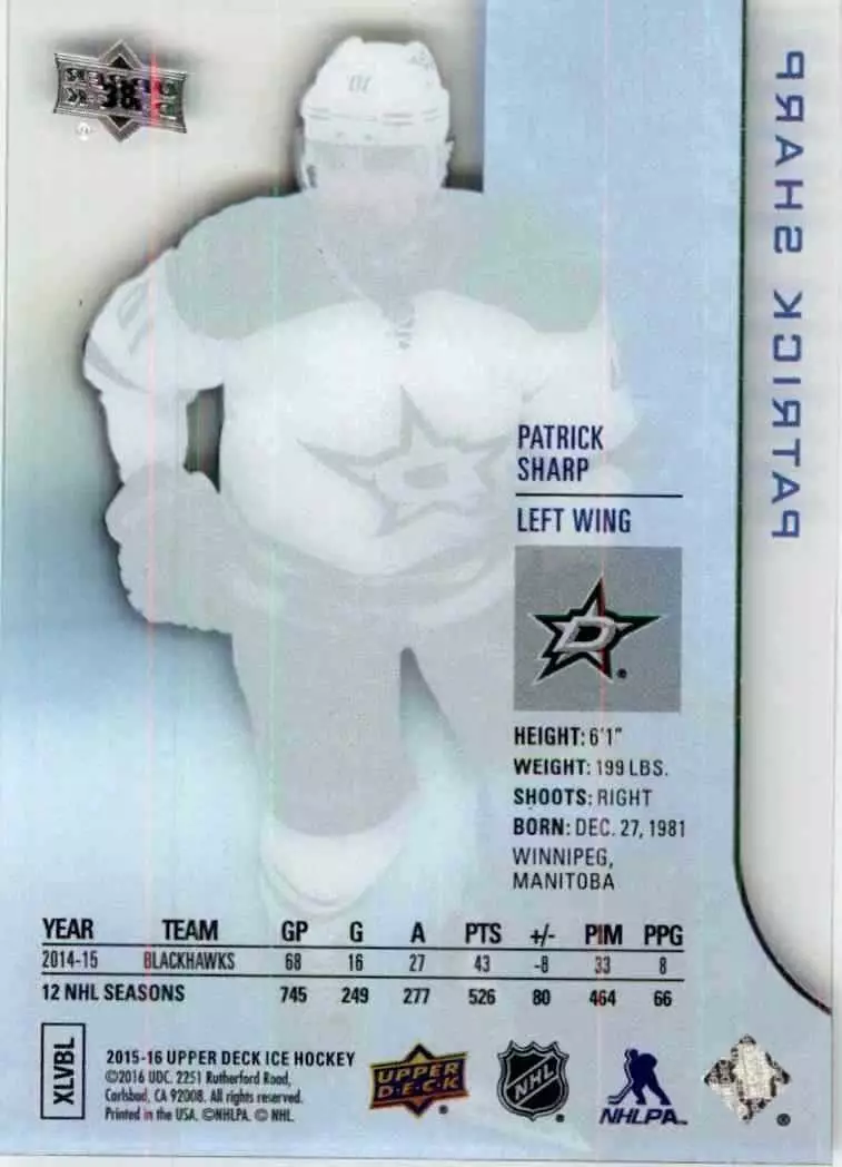 2015-16 Upper Deck Ice #38 Patrick Sharp 1