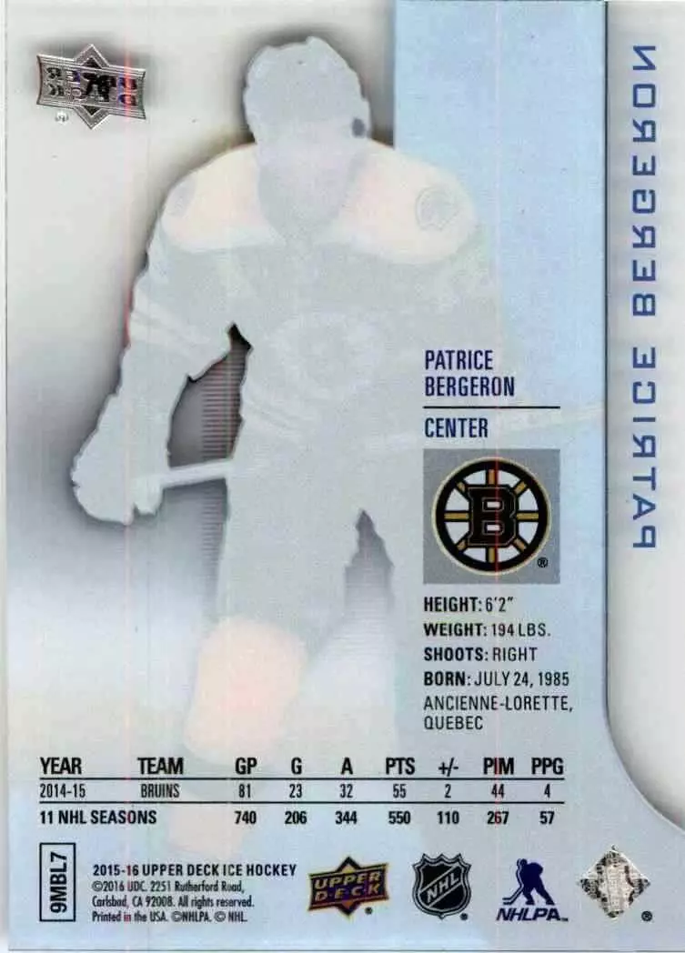 2015-16 Upper Deck Ice #76 Patrice Bergeron 1