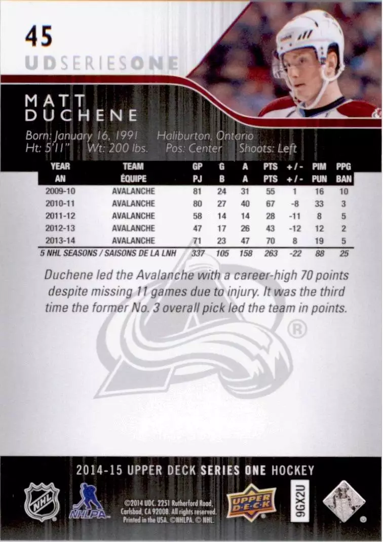 2014-15 Upper Deck #45 Matt Duchene 1
