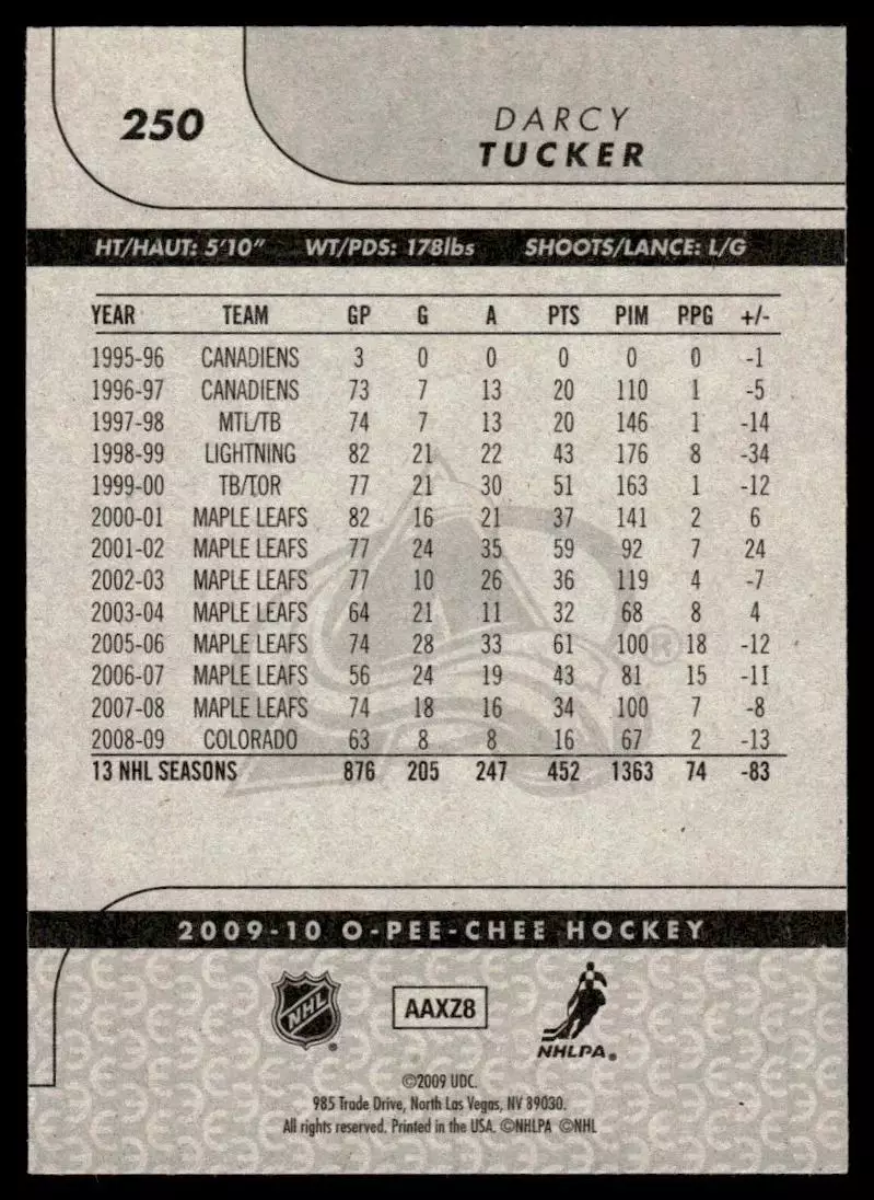 2009-10 O-Pee-Chee #250 Darcy Tucker 1