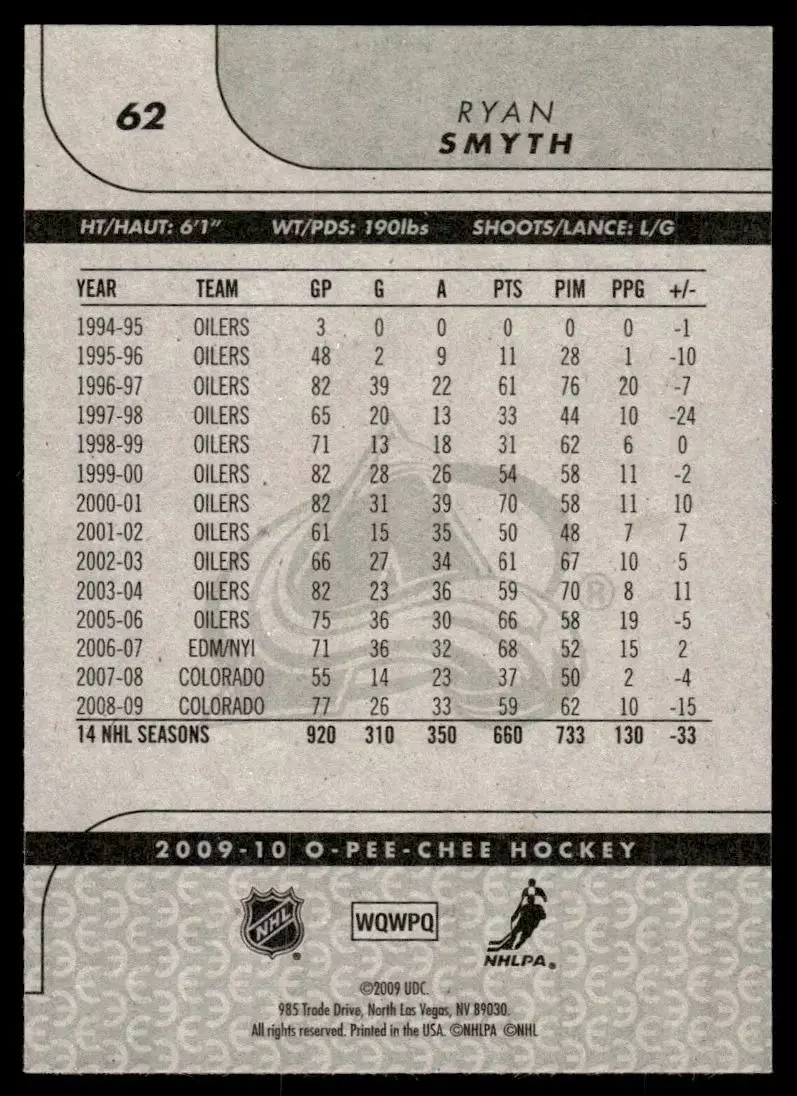 2009-10 O-Pee-Chee #62 Ryan Smyth 1